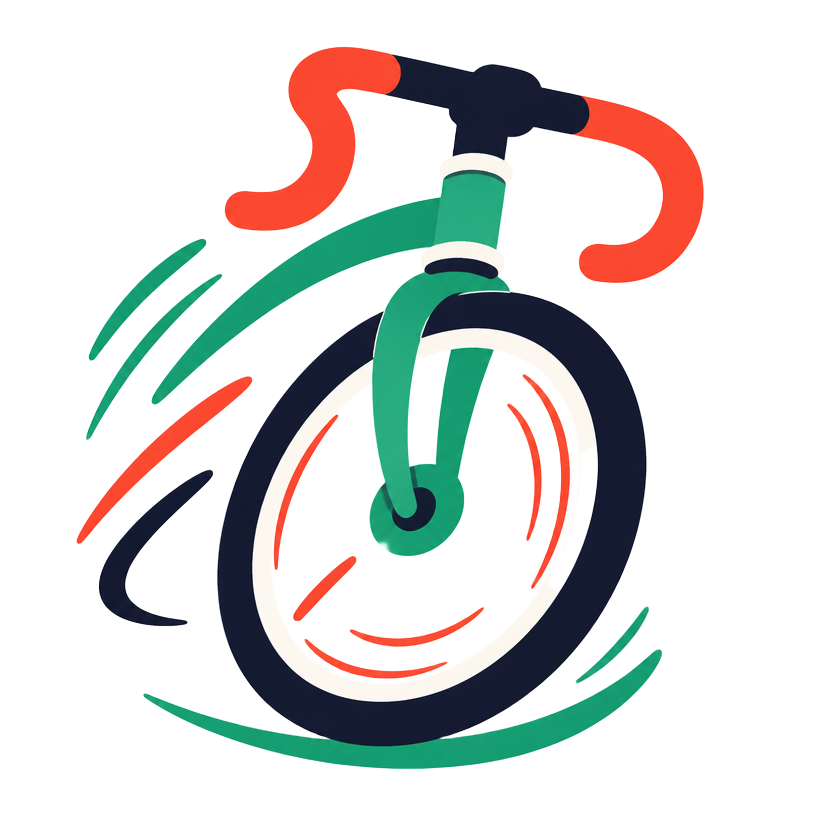 Illustrazione di una ruota di bicicletta con linee di movimento